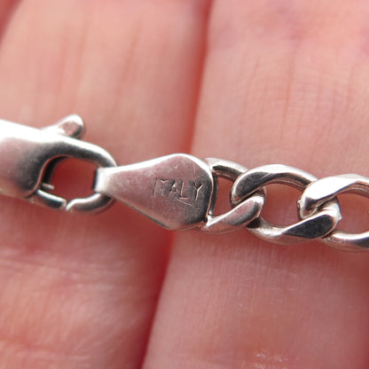 925 Sterling Silver Vintage Italy Curb Chain Necklace 20"