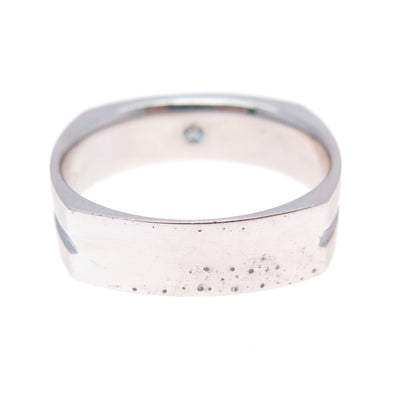 925 Sterling Silver Princess-Cut C Z Modernist Band Ring Size 11