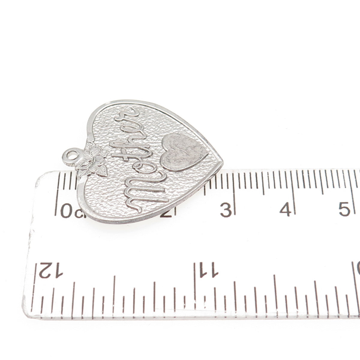 925 Sterling Silver Vintage Mother Heart Charm Pendant