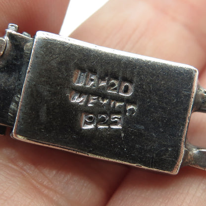 925 Sterling Silver Vintage Mexico Cuban Figaro Link Oxidized Bracelet 8"