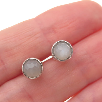 Pandora Sterling Silver Real Gray Moonstone June Birthday Blooms Stud Earrings