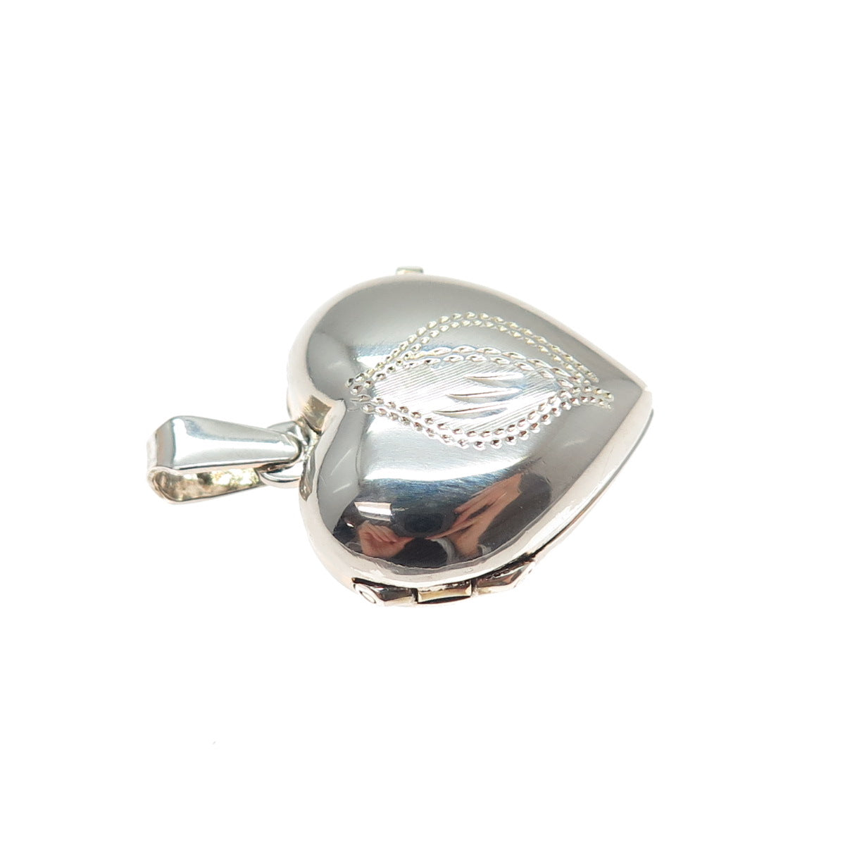 925 Sterling Silver Vintage Engraved Floral Heart Locket Mini Charm Pendant
