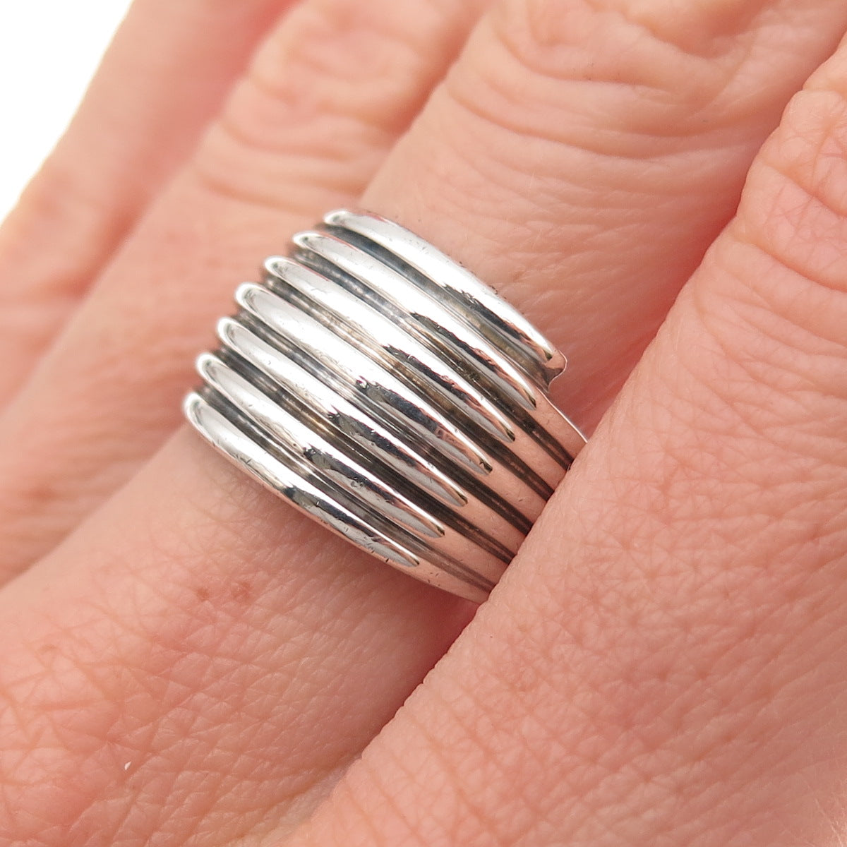Ross Simons 925 Sterling Silver Vintage Modernist Oxidized Ring Size 8