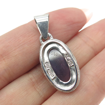 CHAPAL ZENRAY 925 Sterling Silver Real Oval-Cut Amethyst Pendant