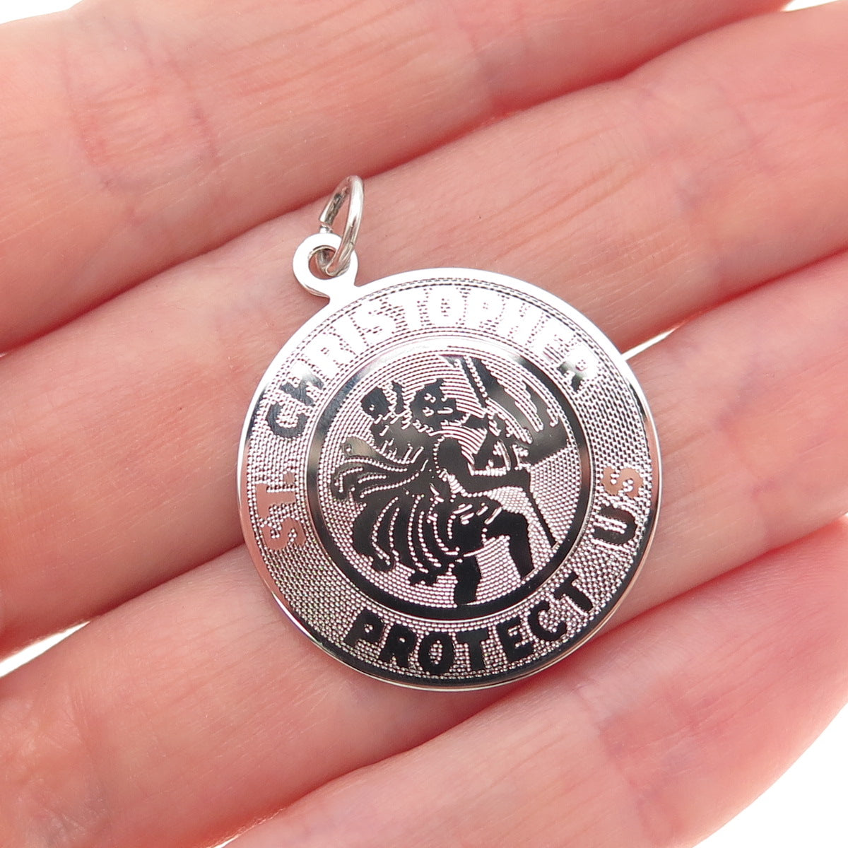 Griffith & Sons 925 Sterling Silver Vintage St. Christopher Charm Pendant