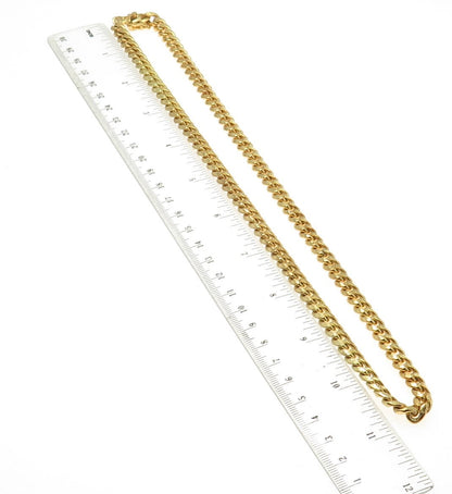 925 Sterling Silver Gold Plated Cuban Chain Necklace 22"