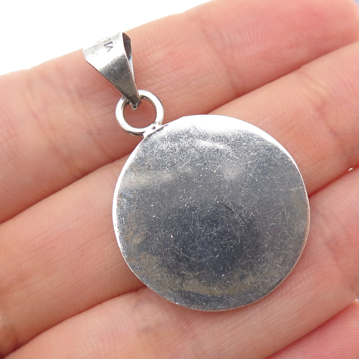 925 Sterling Silver Vintage Mexico Human & Dog Oxidized Charm Pendant