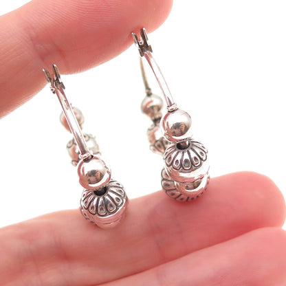 Carolyn Pollack Old Pawn 925 Sterling Silver Vintage Navajo Pearls Hoop Earrings