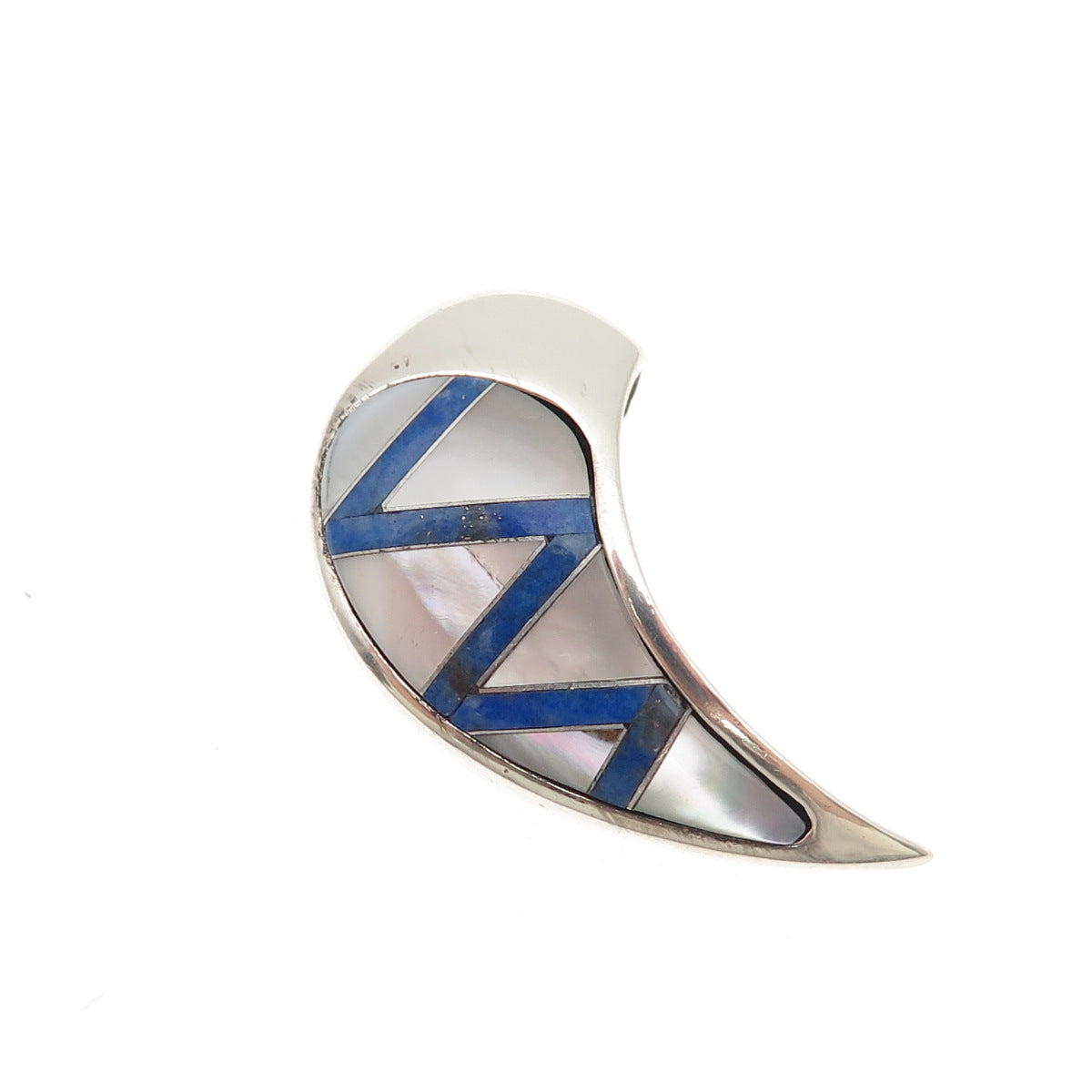 Carolyn Pollack 925 Sterling Silver Vintage Real MOP & Lapis Claw Slide Pendant