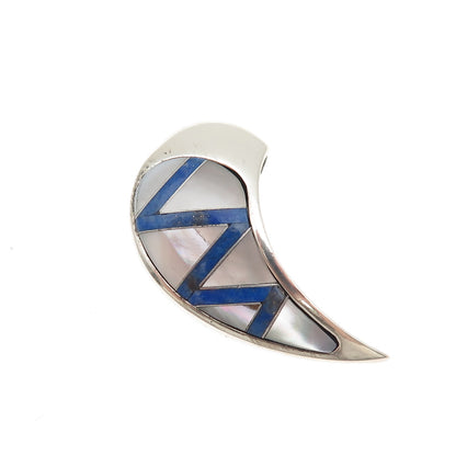 Carolyn Pollack 925 Sterling Silver Vintage Real MOP & Lapis Claw Slide Pendant
