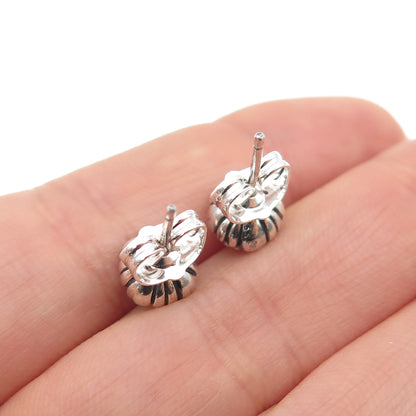 925 Sterling Silver Faux Pearl Oxidized Stud Earrings