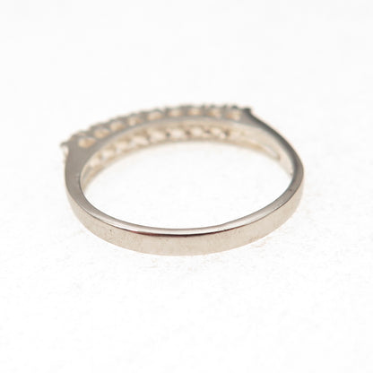 925 Sterling Silver Round-Cut C Z Half Eternity Ring Size 6.25