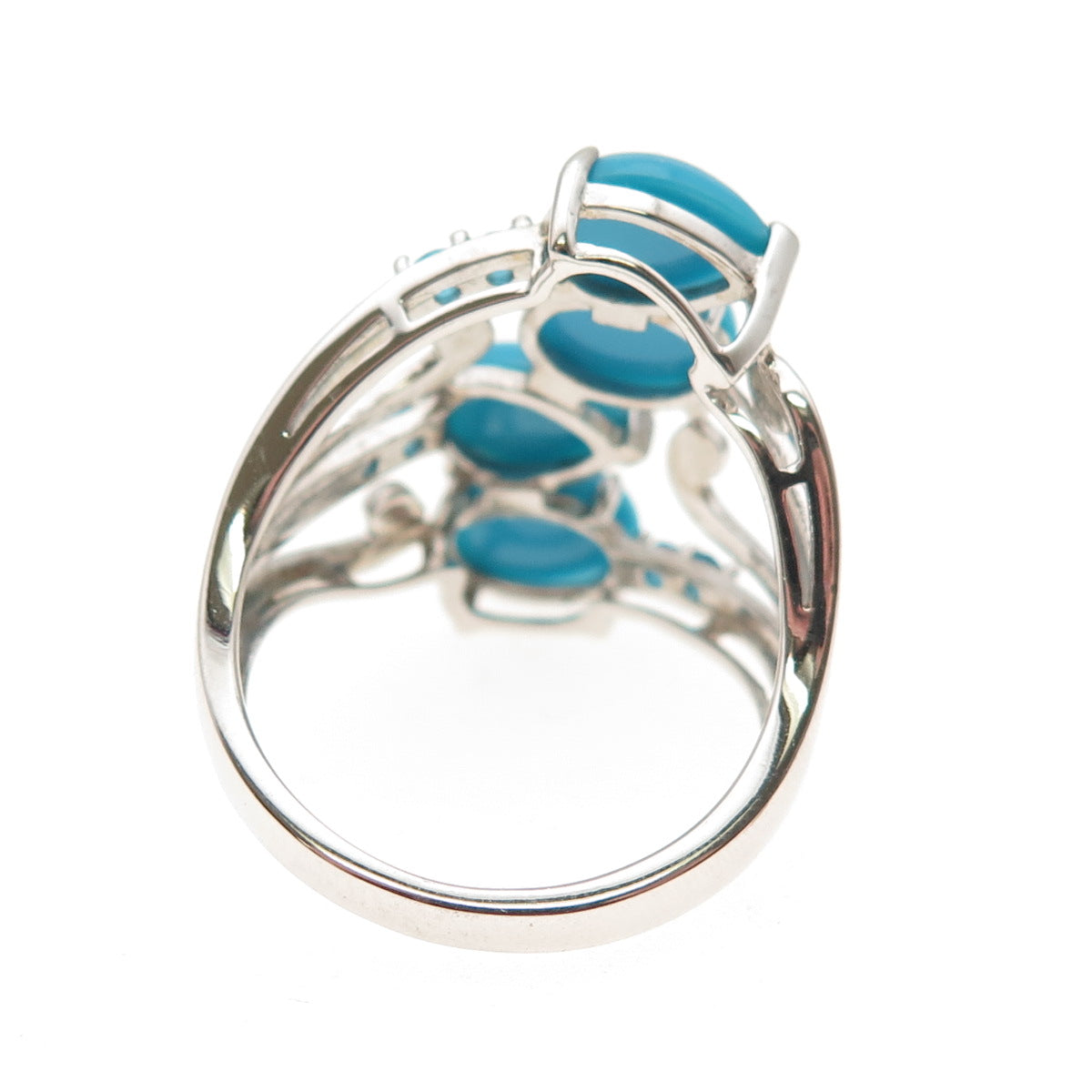925 Sterling Silver Real Sleeping Beauty Turquoise & Apatite Ring Size 8.25