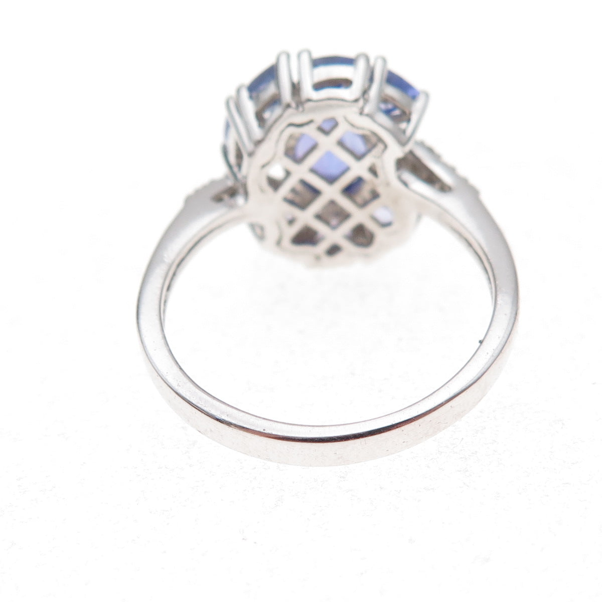 925 Sterling Silver Real Tanzanite & White Topaz Ring Size 8.25