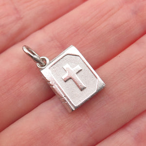 925 Sterling Silver Vintage Holy Bible Mini Charm Pendant