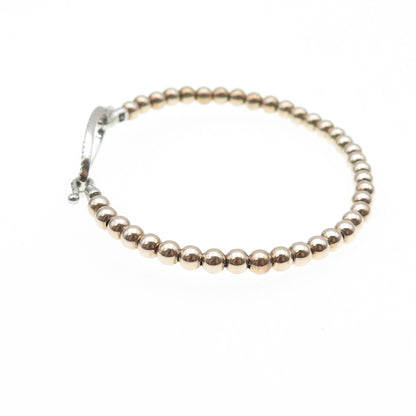 925 Sterling Silver 2-Tone Real Diamond Bangle Bracelet 6.25" (missing 1 stone)