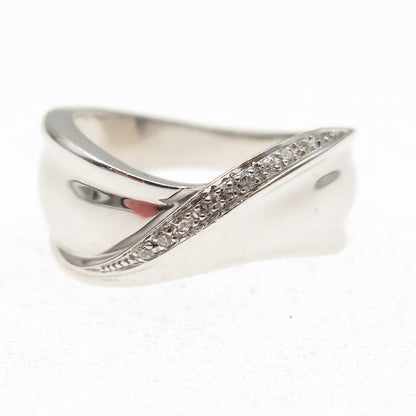 925 Sterling Silver Round-Cut Swarovski Crystal Twisted Ring Size 6.5