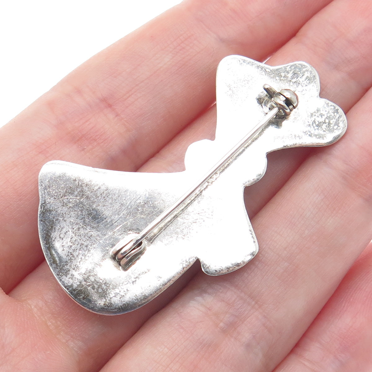 925 Sterling Silver Vintage Puffy Ribbon Bow Pin Brooch
