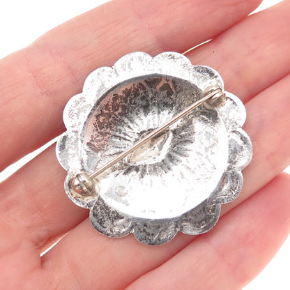 Old Pawn 925 Sterling Silver Vintage Southwestern Concho Tribal Pin Brooch