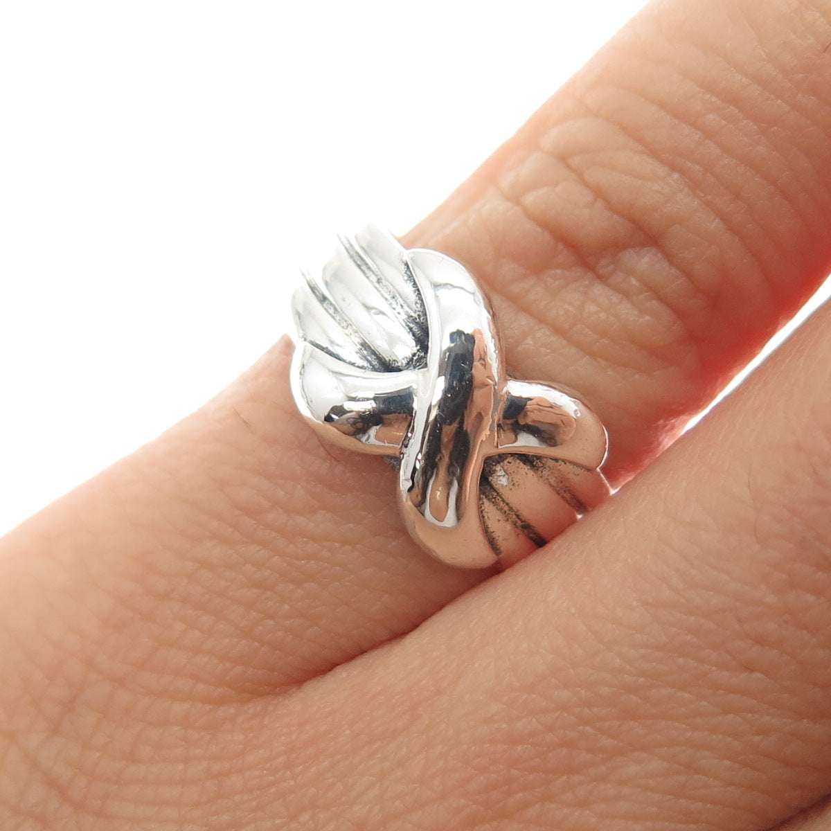 925 Sterling Silver Vintage Modernist Infinity Ring Size 7