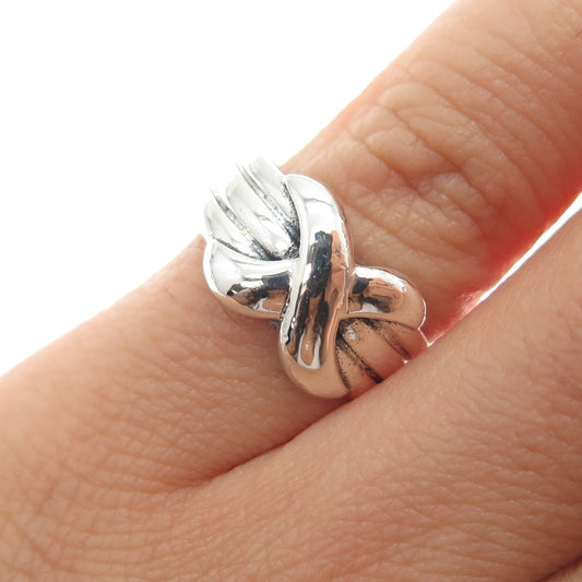 925 Sterling Silver Vintage Modernist Infinity Ring Size 7