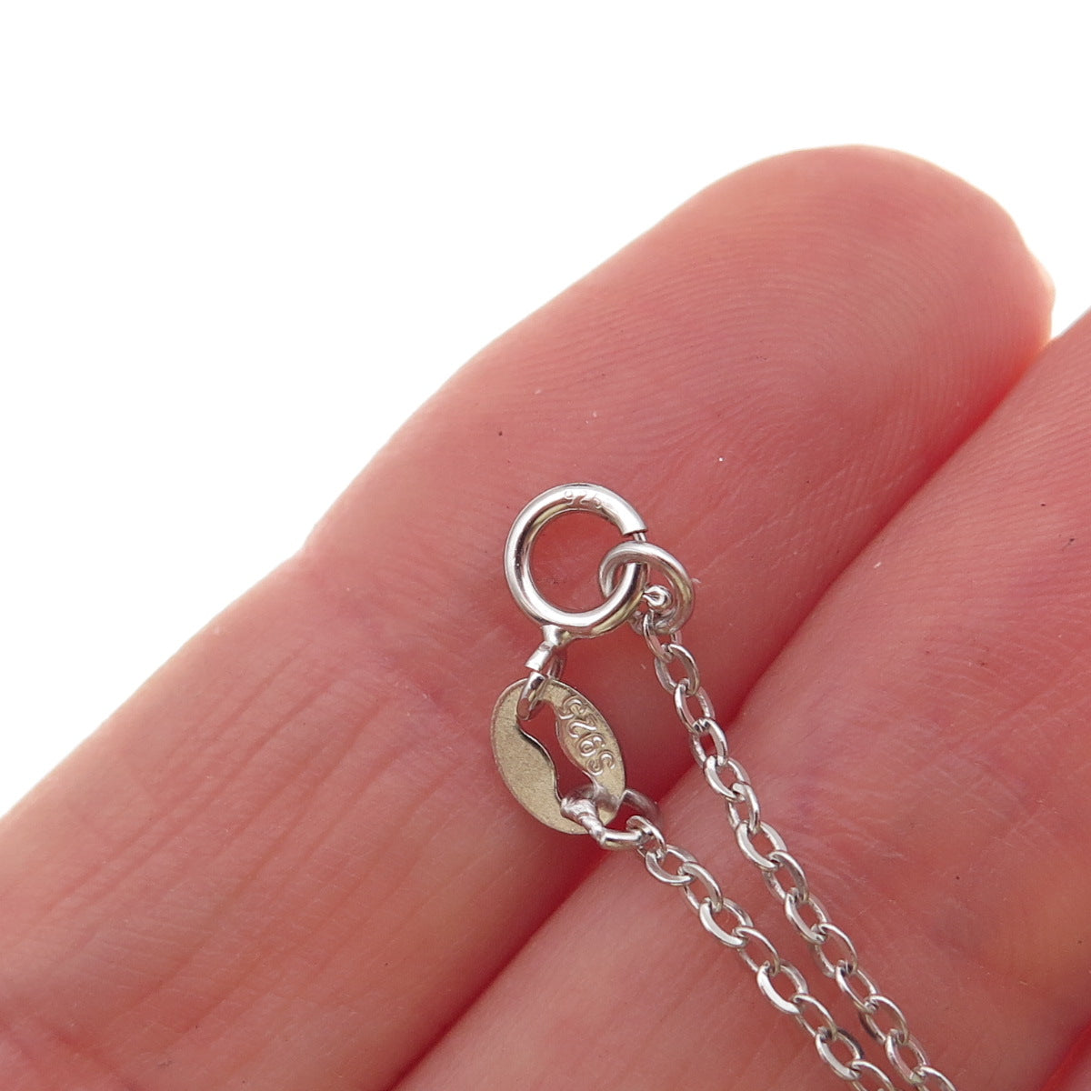 925 Sterling Silver Blue & White C Z Teardrop Cable Chain Necklace 18"