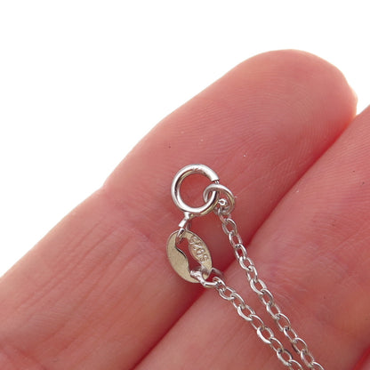 925 Sterling Silver Blue & White C Z Teardrop Cable Chain Necklace 18"
