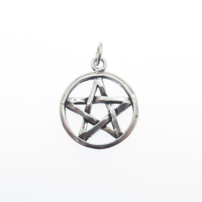 SUNWEST 925 Sterling Silver Vintage Pentagram Oxidized Charm Pendant