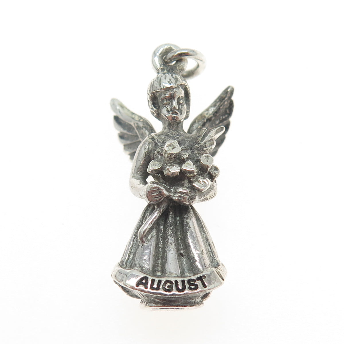 CREED 925 Sterling Silver Antique August Guardian Angel 3D Charm Pendant