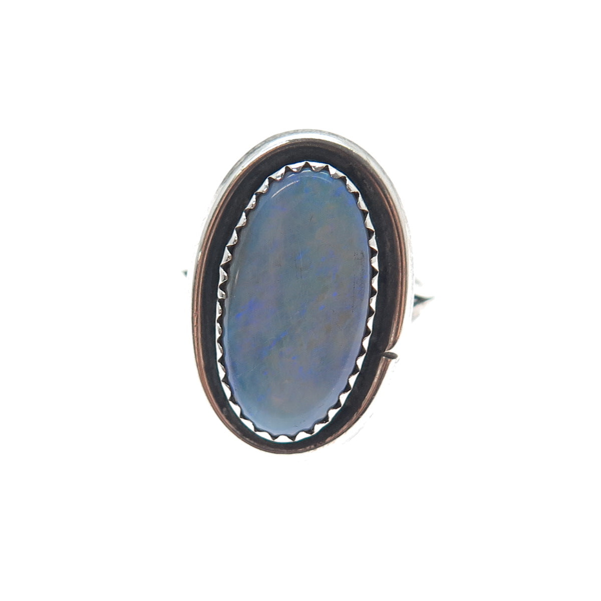 Old Pawn 925 Sterling Silver Vintage Southwestern Black Opal Tribal Ring Size 6
