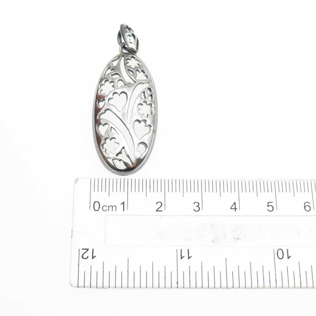 ROBERTO MARTINEZ 925 Sterling Silver Vintage Flower Oxidized Charm Pendant