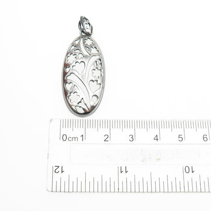 ROBERTO MARTINEZ 925 Sterling Silver Vintage Flower Oxidized Charm Pendant