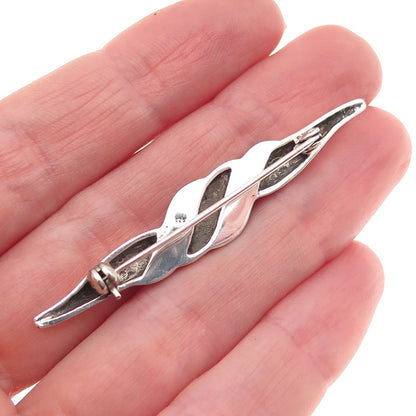 925 Sterling Silver Vintage Real Lapis Modernist Twisted Pin Brooch