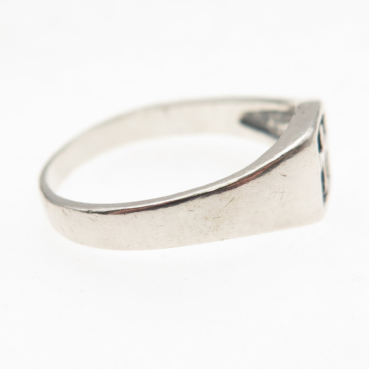 925 Sterling Silver Vintage Cross Oxidized Signet Ring Size 9