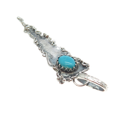 925 Sterling Silver Vintage Southwestern Real Turquoise Snake Eye Arrow Pendant