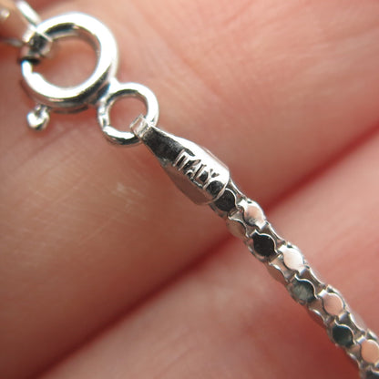 925 Sterling Silver Italy Pave C Z Cross Pendant Popcorn Chain Necklace 16"