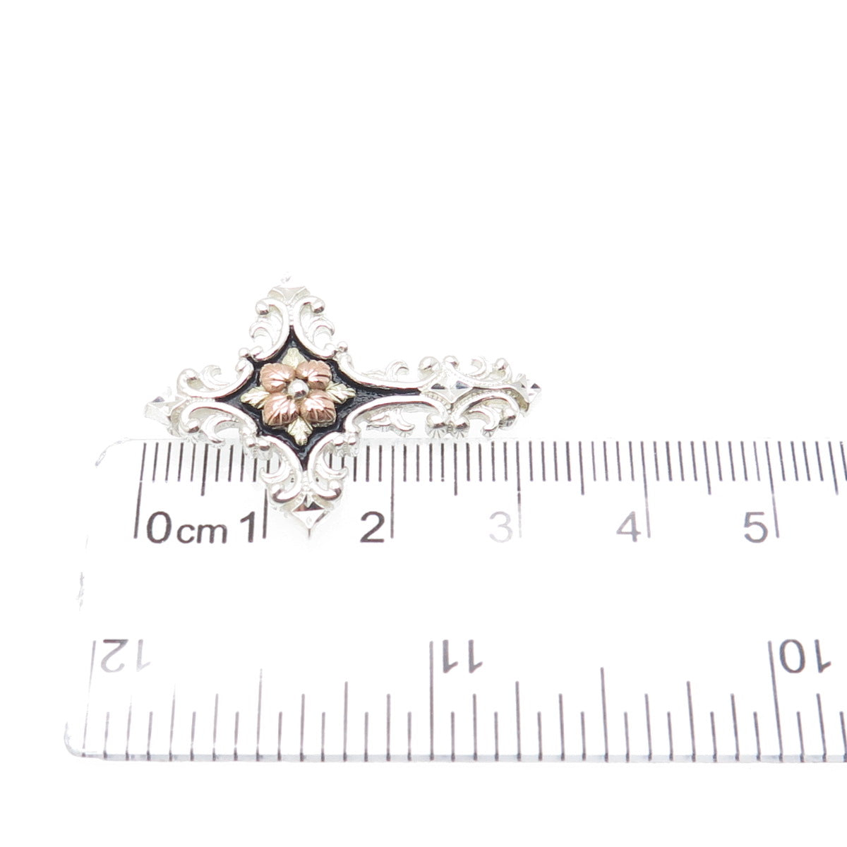 COLEMAN CO. 12K Yellow & Rose Gold 925 Sterling Silver Vintage Cross Pendant