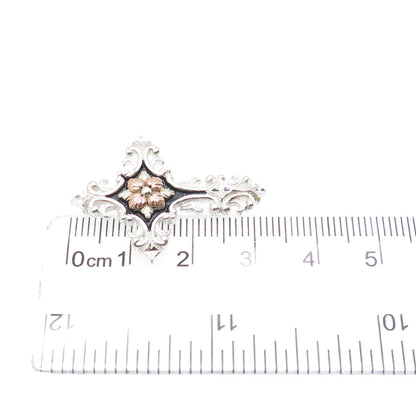 COLEMAN CO. 12K Yellow & Rose Gold 925 Sterling Silver Vintage Cross Pendant