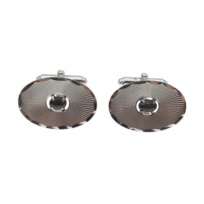 ANSON 925 Sterling Silver Antique Art Deco Real Black Sapphire Cufflinks