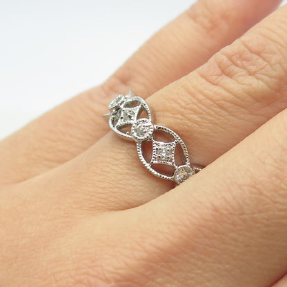 925 Sterling Silver Round-Cut C Z All Around Band Ring Size 7.25