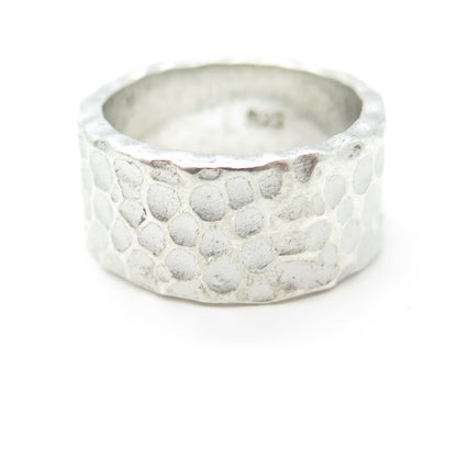 925 Sterling Silver Vintage Hammered Finish Band Ring Size 6.25