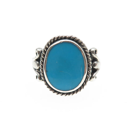 CFJ Collins Fine Sterling Silver Vintage Real Turquoise Oxidized Ring Size 6.75