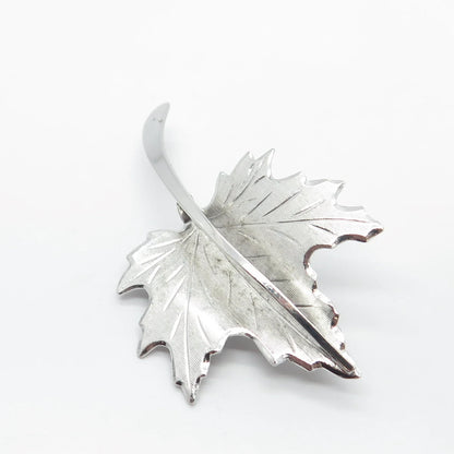 925 Sterling Silver Vintage Beau Leaf Pin Brooch