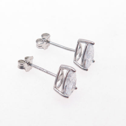 DEE BERKLEY 925 Sterling Silver Pear-Cut C Z Stud Earrings