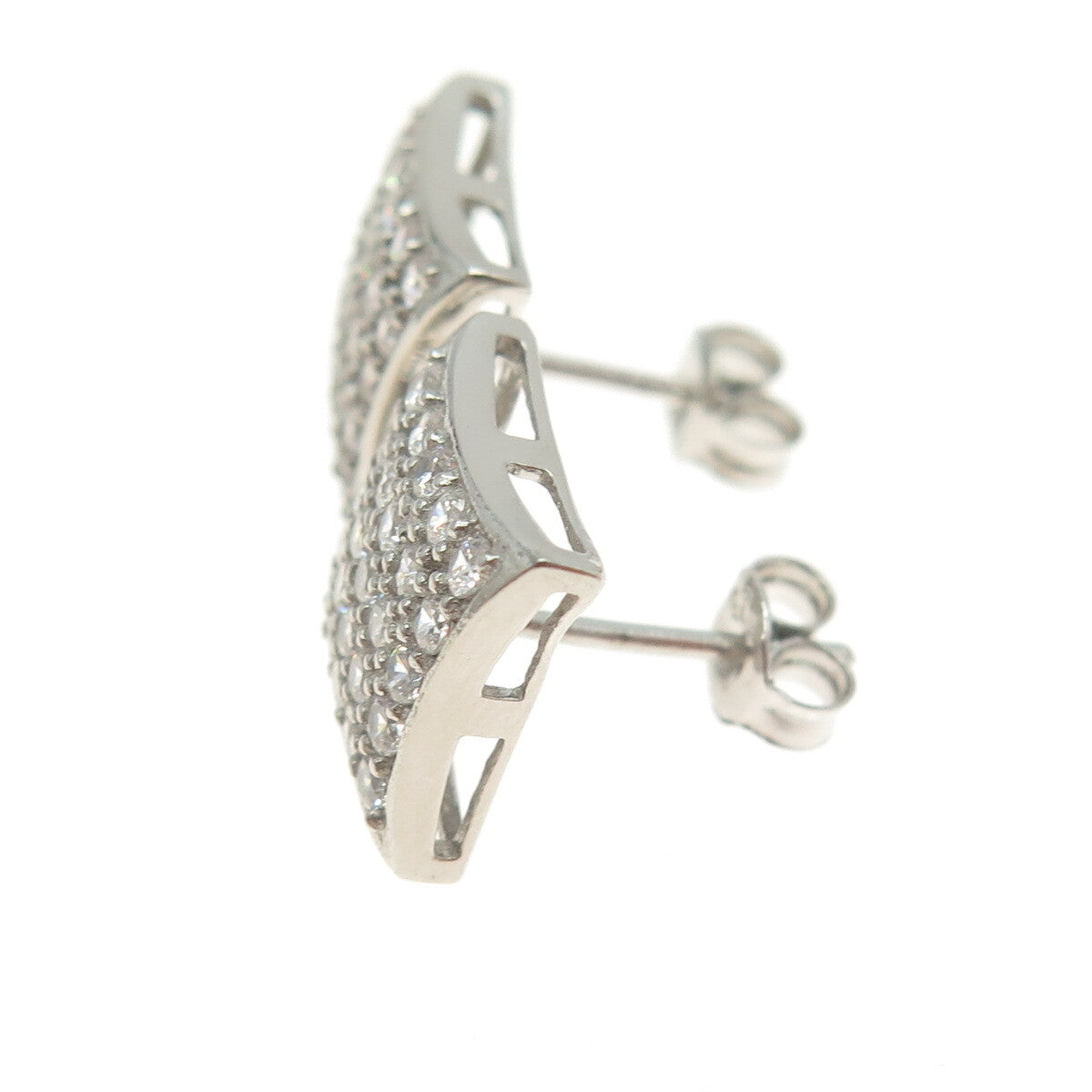 925 Sterling Silver Round-Cut C Z Princess Square Stud Earrings
