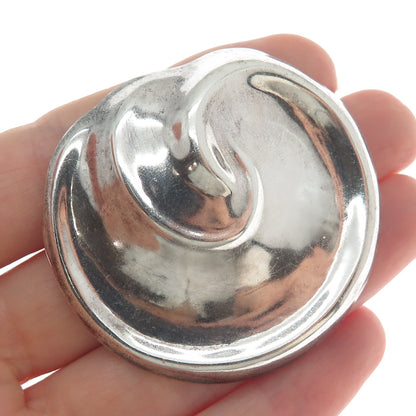 925 Sterling Silver Vintage Mexico Modernist Seashell Pin Brooch / Pendant