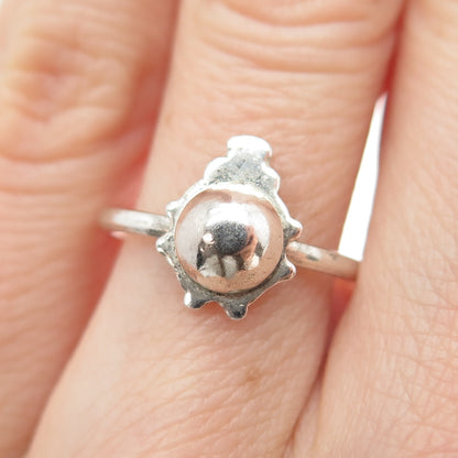 925 Sterling Silver Vintage Modernist Ball Ring Size 5.75