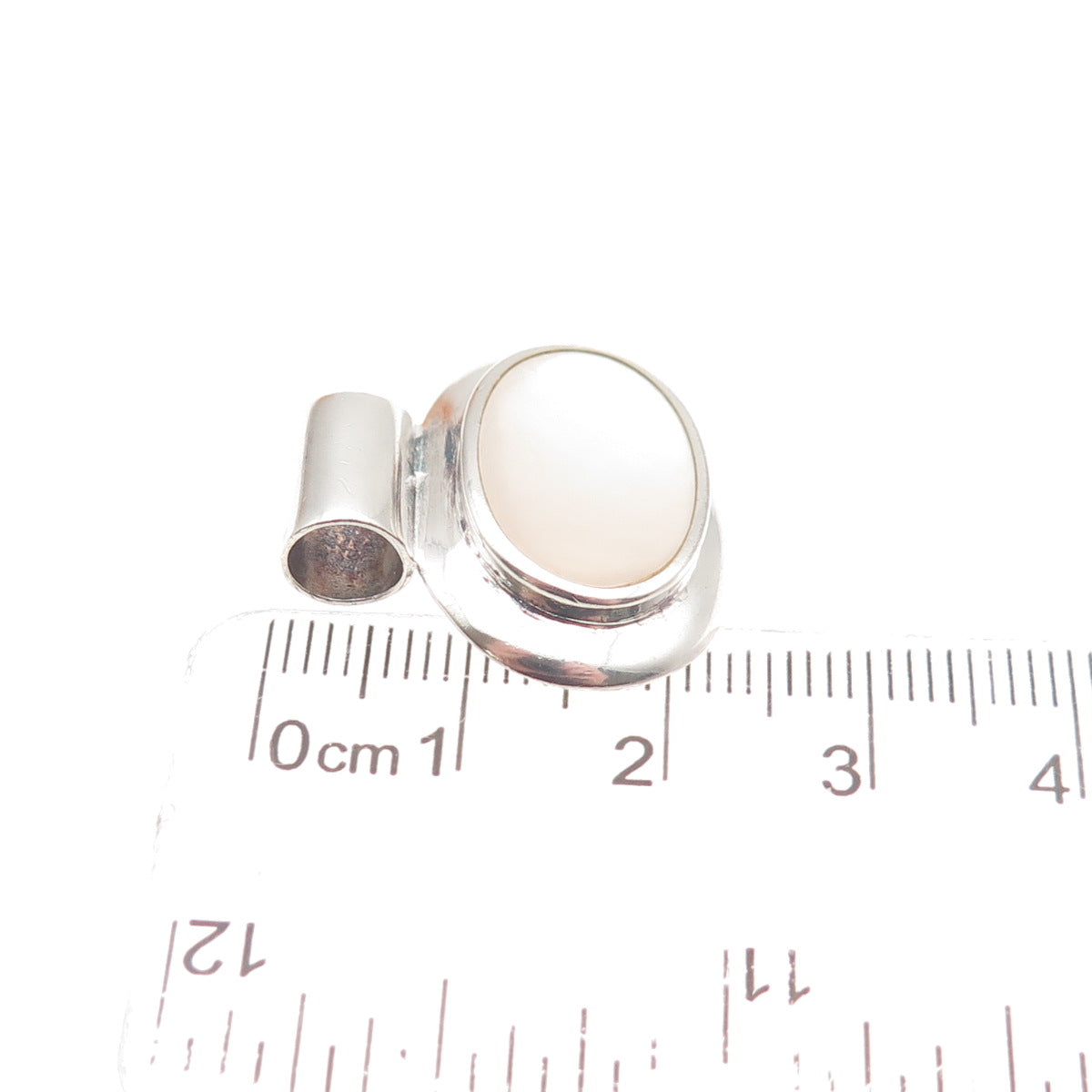 925 Sterling Silver Vintage Real MOP Modernist Slide Charm Pendant