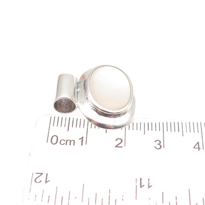 925 Sterling Silver Vintage Real MOP Modernist Slide Charm Pendant