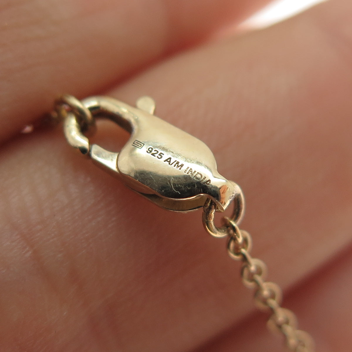 925 Sterling Silver Gold Plated Real Diamond Letter G Cable Chain Necklace 18"